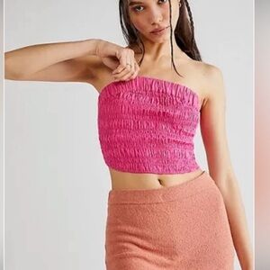 Free People Brielle Smocked Tube Top NWOT